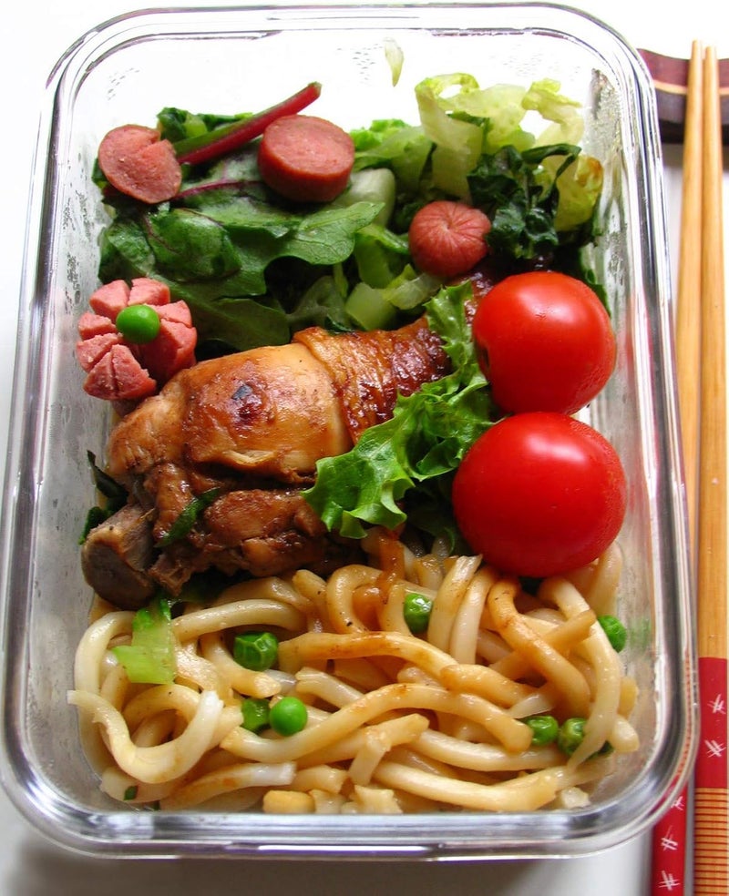 Mondex وعاء زجاجي مستطيل لتخزين الطعام بسعة 2000 مل مع غطاء أزرق - Image 4